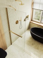Душевая перегородка Maybahglass MGD-720-3ш 69 см, профиль золото, стекло прозрачное