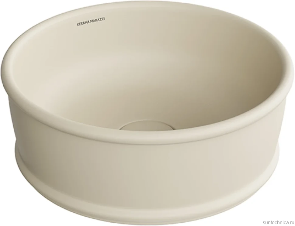 Накладная раковина KERAMA MARAZZI Circo 36 матовая песочная, круглая, фаянс
