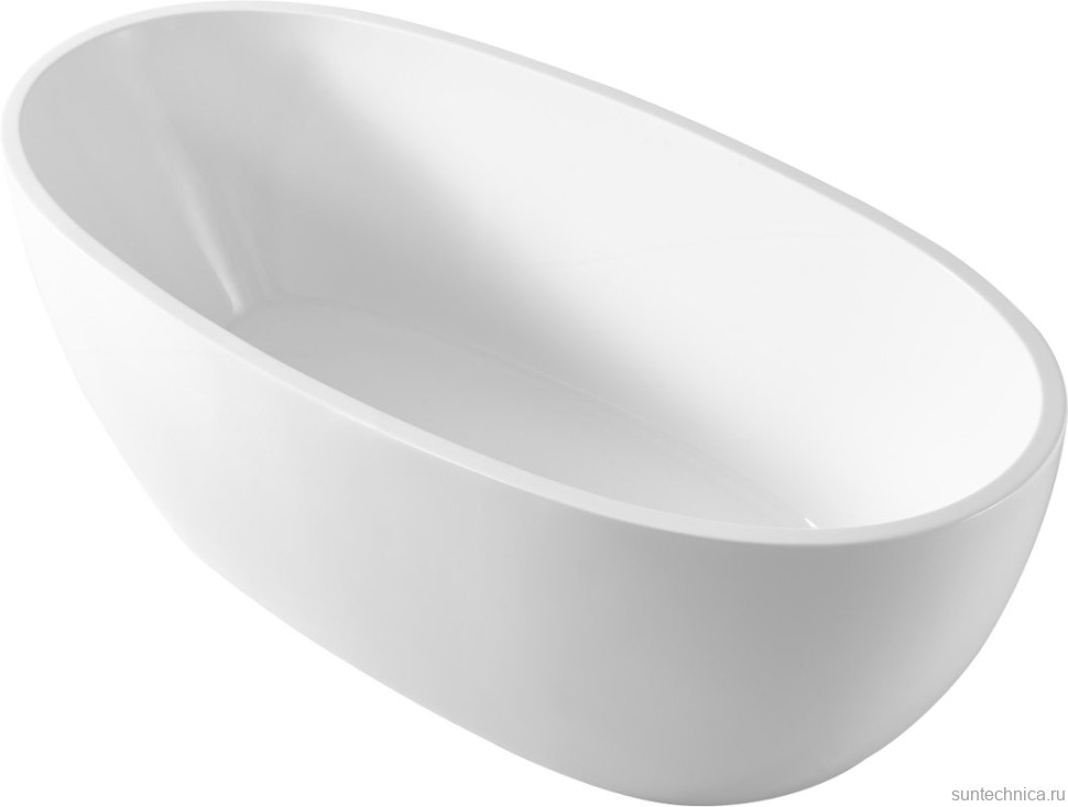 Акриловая ванна BelBagno BB69-1700-W0 170x80 см, отдельностоящая, белая, овальная, на ножках, с донным клапаном