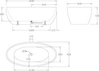 Акриловая ванна BelBagno BB69-1700-W0 170x80 см, отдельностоящая, белая, овальная, на ножках, с донным клапаном
