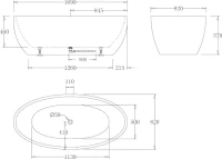 Акриловая ванна BelBagno BB69-1700-W0 170x80 см, отдельностоящая, белая, овальная, на ножках, с донным клапаном