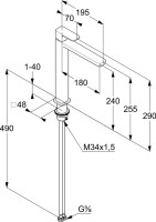 Смеситель для раковины Kludi Renon 42298N075 брашированное золото Смеситель для раковины Kludi Renon 42298N075 брашированное золото