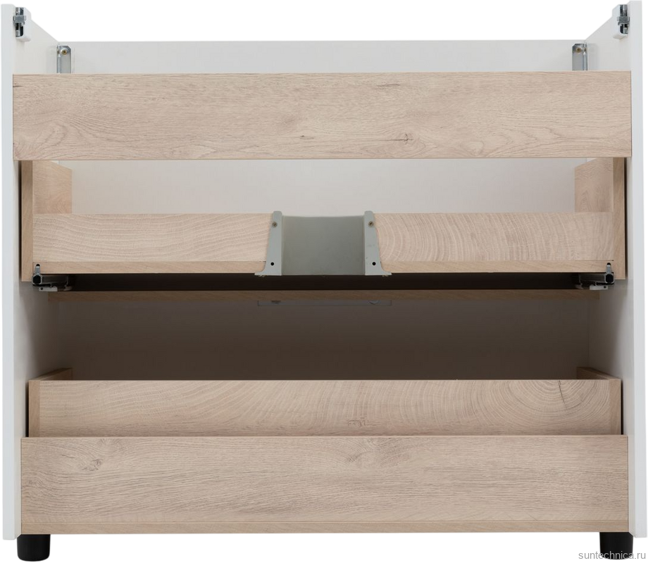 Тумба с раковиной Aquanet Ирис new 90 напольная, 2 ящика, белая глянцевая