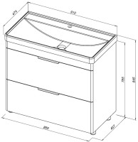 Тумба с раковиной Aquanet Ирис new 90 напольная, 2 ящика, белая глянцевая