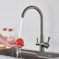 Смеситель для кухни с подключением фильтра Shevanik S428T, оружейная сталь