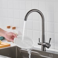 Смеситель для кухни с подключением фильтра Shevanik S428T, оружейная сталь