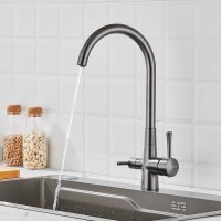 Смеситель для кухни с подключением фильтра Shevanik S428T, оружейная сталь