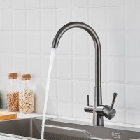 Смеситель для кухни с подключением фильтра Shevanik S428T, оружейная сталь