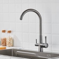 Смеситель для кухни с подключением фильтра Shevanik S428T, оружейная сталь