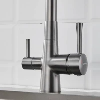 Смеситель для кухни с подключением фильтра Shevanik S428T, оружейная сталь