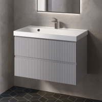 Тумба с раковиной AQUAme S1 80 подвесная, 2 ящика, серая