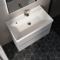 Тумба с раковиной AQUAme S1 80 подвесная, 2 ящика, серая