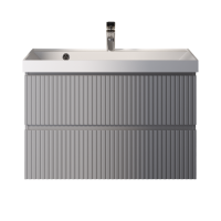 Тумба с раковиной AQUAme S1 80 подвесная, 2 ящика, серая