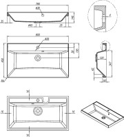 Тумба с раковиной AQUAme S1 80 подвесная, 2 ящика, серая