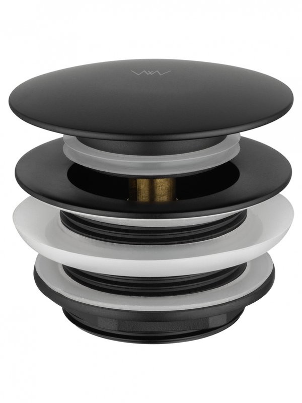 Донный клапан для раковины Wonzon & Woghand WW-SS105-MB без перелива, матовый черный