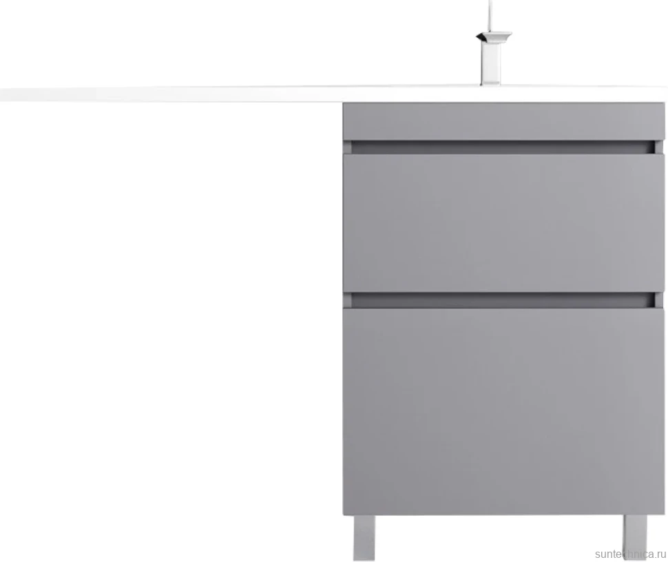 Тумба с раковиной Style Line Даллас Леон 120 R Люкс Plus напольная, серая, для стиральной машины, 2 ящика