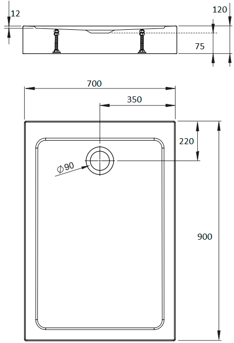 Поддон для душа Radaway Doros F Compact 90x70