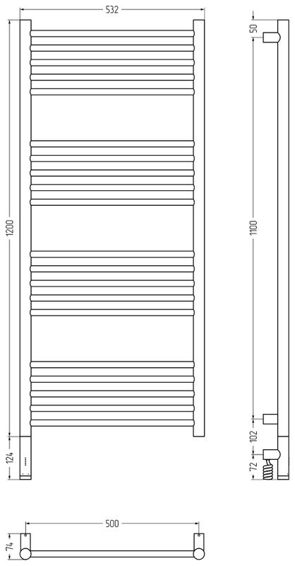 Полотенцесушитель электрический Сунержа Богема 3.1 15-6004-1250 130x55 см, подключение слева, темный титан муар, лесенка