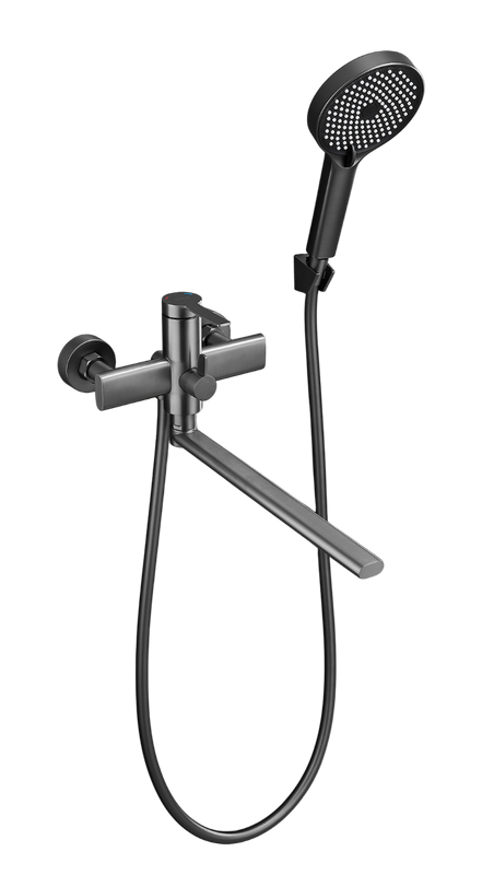 Смеситель с длинным изливом для ванны BELZ B813 B22813-3 оружейная сталь