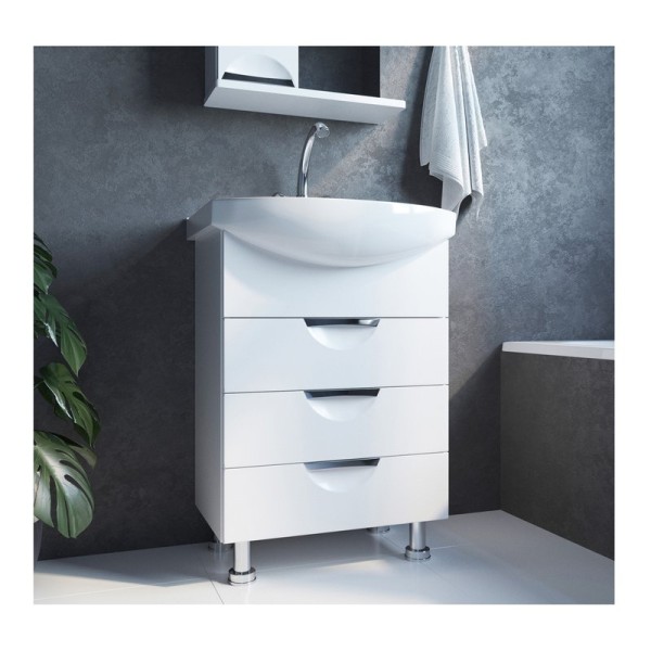 Тумба под раковину Элеганс-60 I тумба для ванной Mixline 84,5х60х31,6 Белый ПВХ