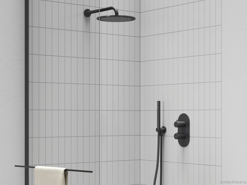 Термостатический смеситель встраиваемый Ravak Espirit ES 063.20BLM.O2.RB07C С ВНУТРЕННЕЙ ЧАСТЬЮ, для ванны с душем, матовый черный