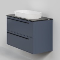 Тумба с раковиной La Fenice Elba Twin 100 подвесная, blu grigio, столешница черный мрамор, раковина белая матовая