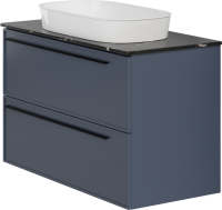 Тумба с раковиной La Fenice Elba Twin 100 подвесная, blu grigio, столешница черный мрамор, раковина белая матовая