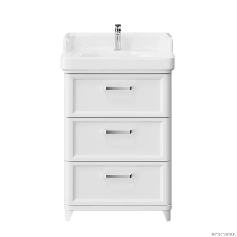 Тумба с раковиной KERAMA MARAZZI Pompei 60 напольная, с 3 ящиками, глянцевая белая