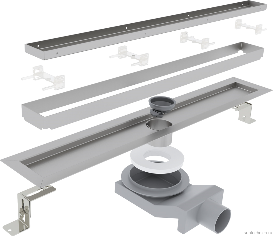 Душевой трап (лоток) Plumberia Selection PST In-Tile PST90MT 90 см, решетка матовая нержавеющая сталь, с сифоном, под плитку