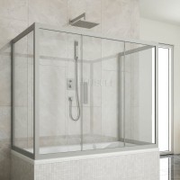 Шторка на ванну Kubele DE019 P3U-CLN-MT, 170х75 см, профиль матовый хром