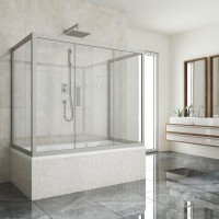 Шторка на ванну Kubele DE019 P3U-CLN-MT, 170х75 см, профиль матовый хром