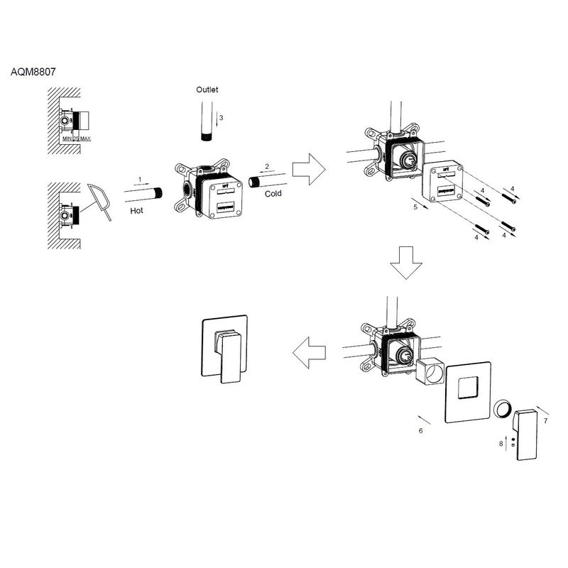 Смеситель встраиваемый AQUAme Savona темный металл AQM8807GM