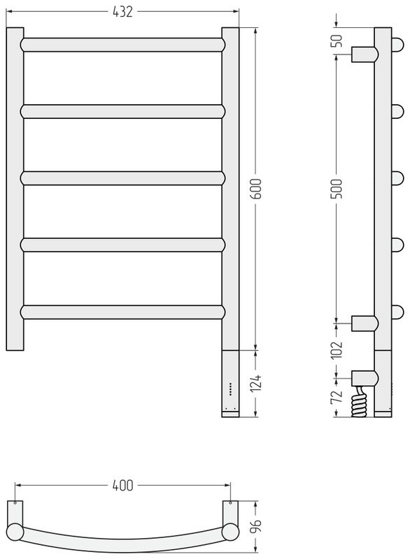 Полотенцесушитель электрический Сунержа Галант 3.1 30-6001-6040 70x45 см, подключение справа, матовый белый, лесенка
