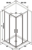 Душевой уголок Ravak Blix Slim BLSRV2K 100x90, профиль черный