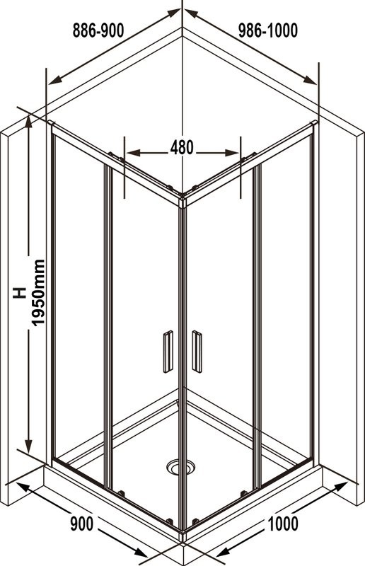 Душевой уголок Ravak Blix Slim BLSRV2K 100x90, профиль черный