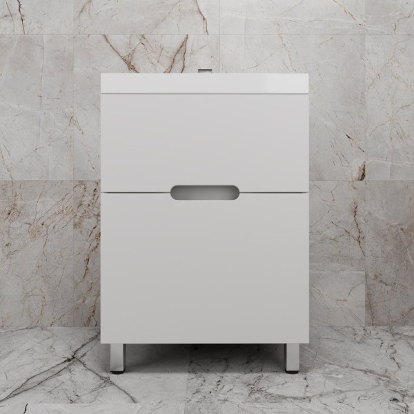 Тумба с раковиной Style Line Матис 60 напольная, белая матовая