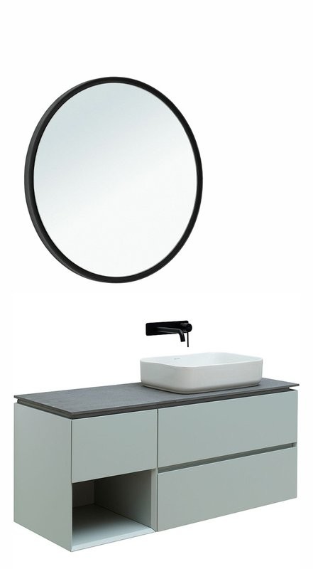 Мебель для ванной комнаты Allen Brau Infinity 120 R, подвесная, папирус матовый, столешница графит структ