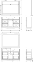 Тумба с раковиной ValenHouse Эллина 120 слоновая кость, 4 ящика, 1 дверца, ручки бронза