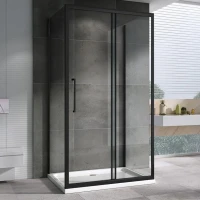 Душевой уголок Abber Schwarzer Diamant AG30140BH-S90B-S90B 140х90, профиль черный, стекло прозрачное