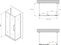 Душевой уголок Abber Schwarzer Diamant AG30140BH-S90B-S90B 140х90, профиль черный, стекло прозрачное