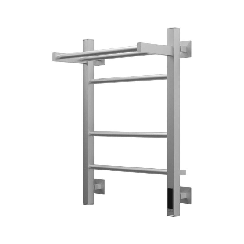 Полотенцесушитель электрический Grota Alto 430х600 NM EL 60x45 см, подключение справа, слева, скрытое подключение справа, матовый хром, лесенка, с полкой