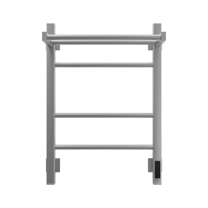 Полотенцесушитель электрический Grota Alto 430х600 NM EL 60x45 см, подключение справа, слева, скрытое подключение справа, матовый хром, лесенка, с полкой