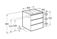 Тумба с раковиной Roca The Gap 60 3 ящика, белый глянец, раковина 3279A8000