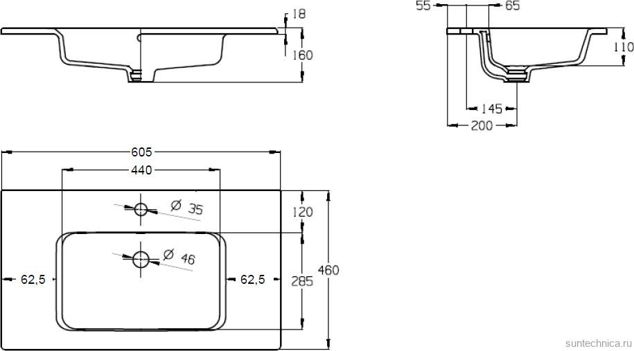Тумба с раковиной Roca The Gap 60 3 ящика, белый глянец, раковина 3279A8000