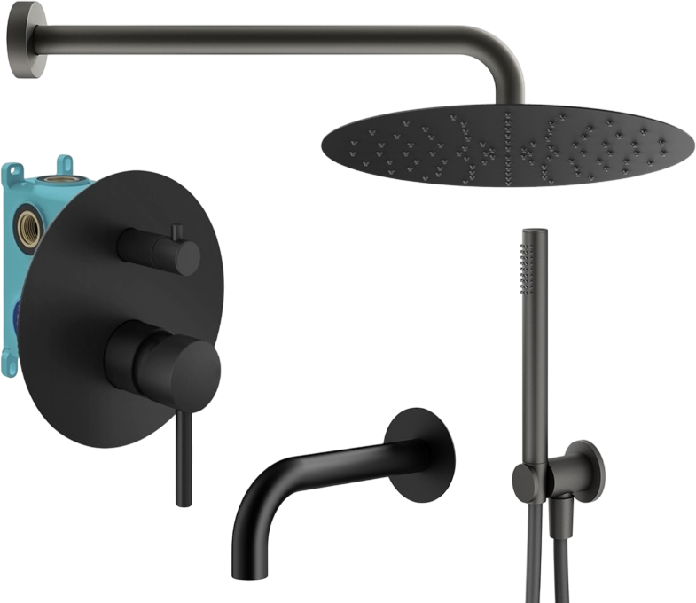 Душевой комплект Plumberia Selection Ixo KITXO19NO260 С ВНУТРЕННЕЙ ЧАСТЬЮ, черный матовый