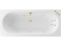Акриловая ванна Excellent Oceana Smart 170x75 см, встраиваемая, с гидромассажем, белая, с каркасом, со сливом-переливом, фурнитура золото