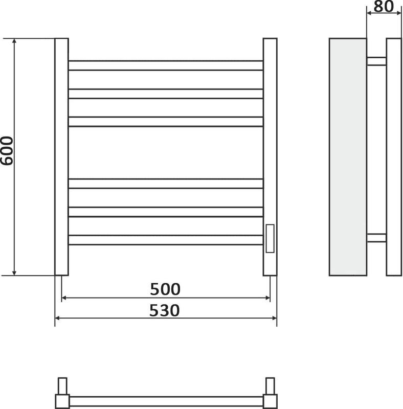 Полотенцесушитель электрический Ника Step 1 60/50, матовый белый RAL9016