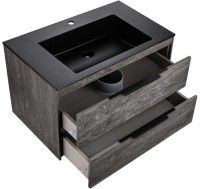 Тумба с раковиной Vincea Chiara 2D 80, 2 ящика, камень, с черной раковиной