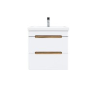 Тумба с раковиной SanStar Diva 60 подвесная, матовая белая, дуб вотан, раковина Фостер 60