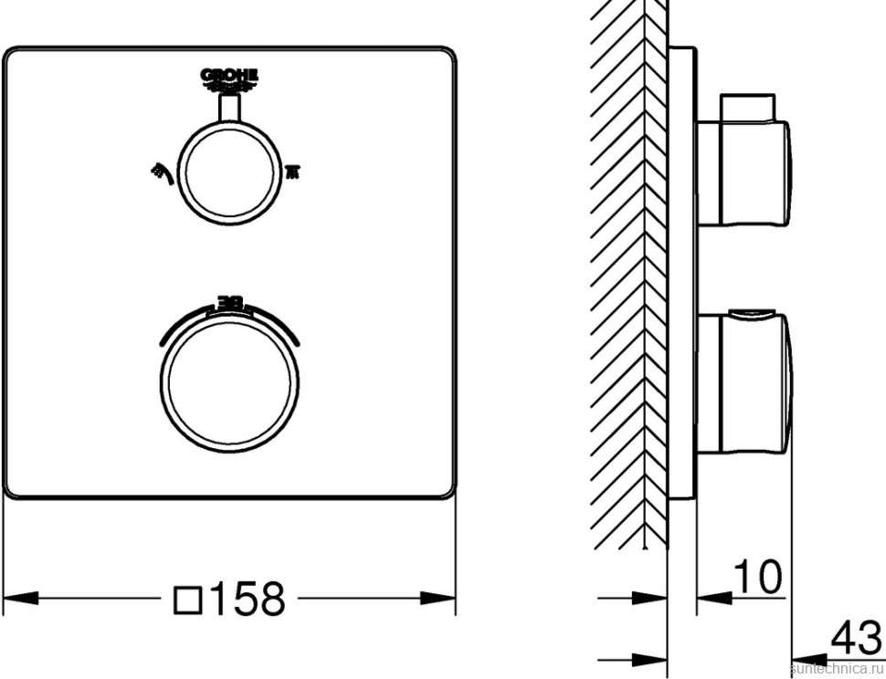 Термостатический смеситель встраиваемый Grohe Grohtherm 24079000 для душа, хром